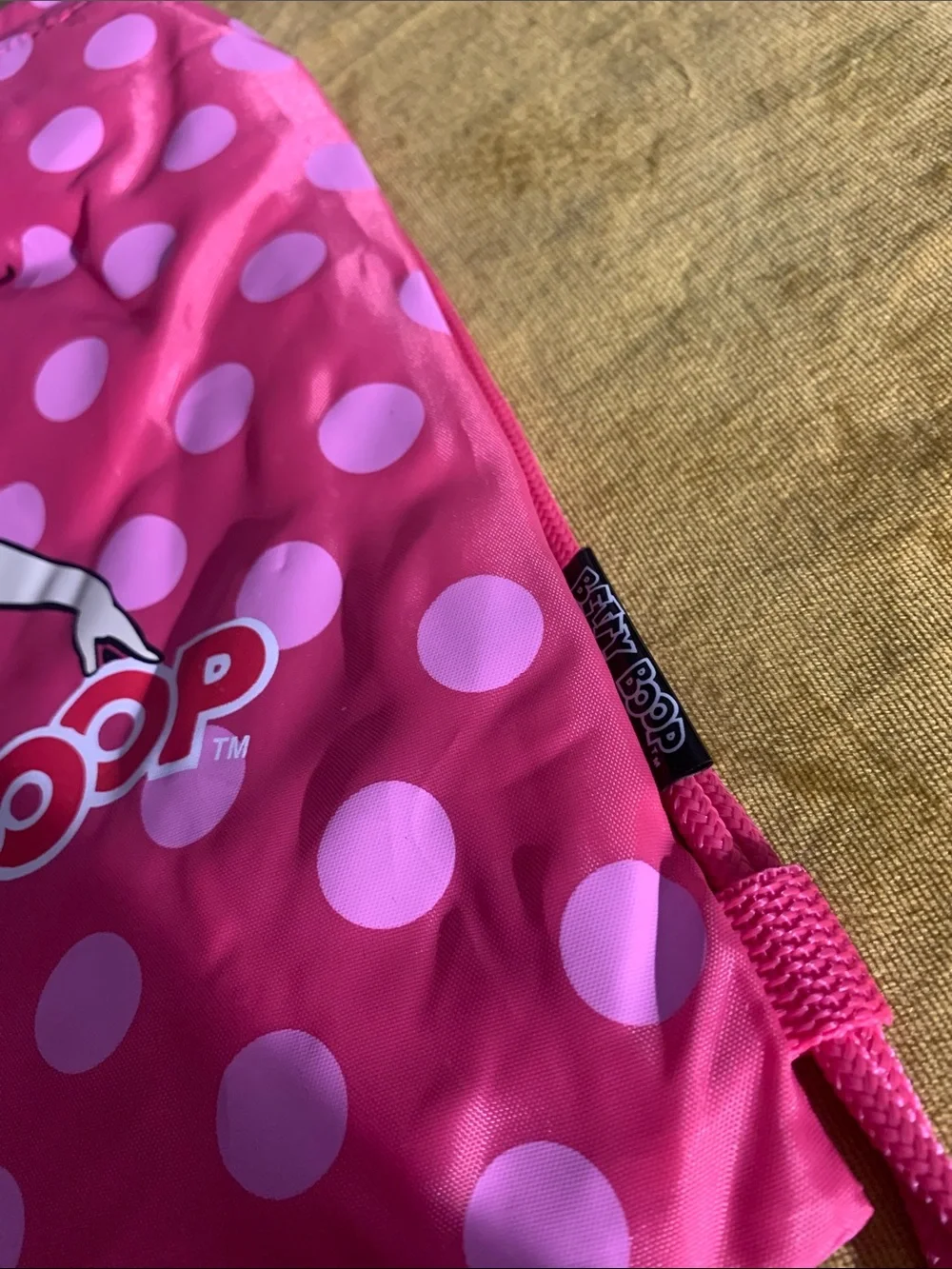 Betty Boop Hot Pink Polka Dot Drawstring Backpack